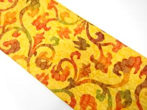 ふくれ織　唐花に小鳥模様　全通袋帯